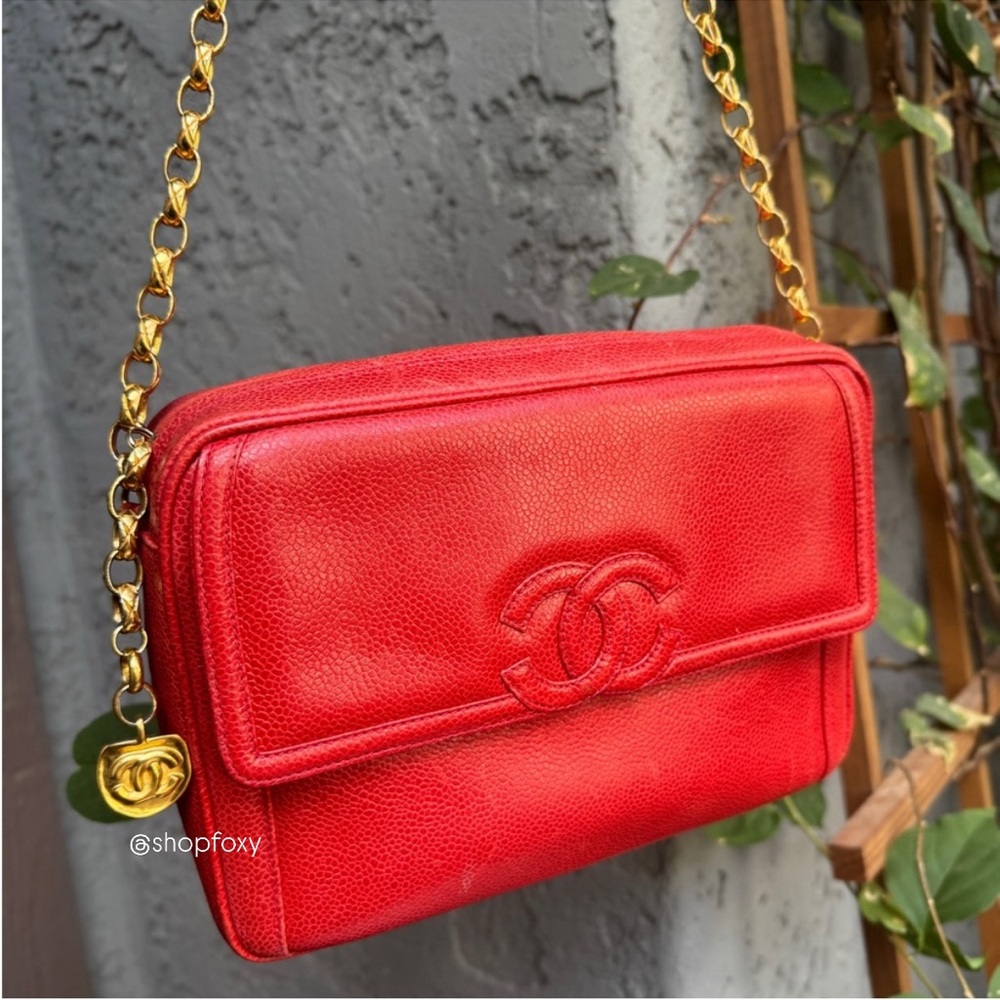 Chanel Caviar Leather Camera CC Vintage Flap Crossbody